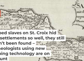The red square on this 1767 map of St. Croix marks where Danes believed the Maroon settlement was. Paul Kuffner/Royal Danish Library